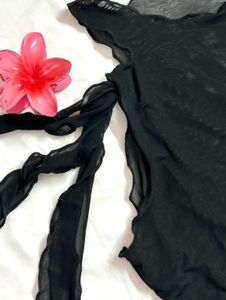 Sheer Black Tie-Up Top