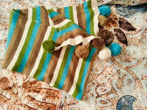 Striped Pom Scarf