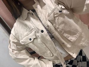 Cream Cropped Utility Jacket