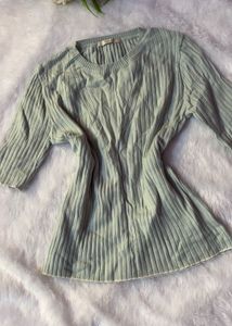 Mint Green Ribbed Knit Top