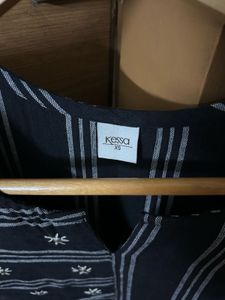 Unused Striped Black Kurta