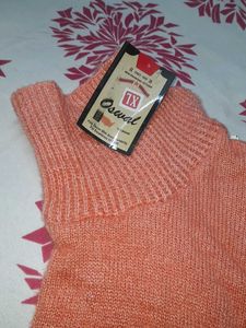 Peach color Poncho with Floral Detail