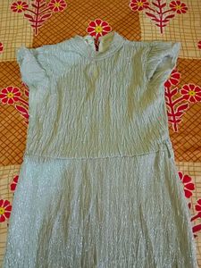 Elegant Silver Pleated Maxi Dress