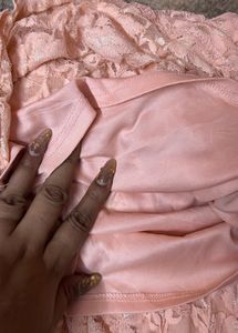 Soft Bloom Peach Lace Mini Dress