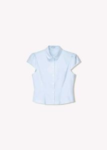 Light Blue Cap Sleeve Collared Shirt