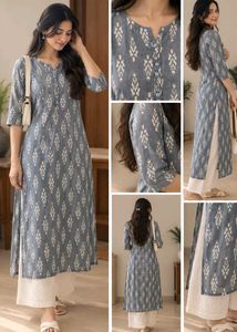 Grey Printed Kurta