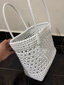 White Woven Tote Bag