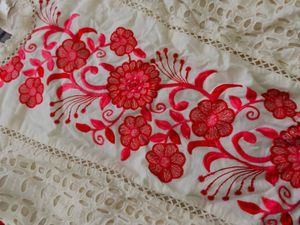 Embroidered White Kurta with Bell Sleeves