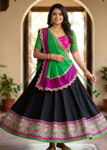 black and multicolour ghaghra
