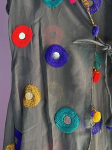 Colorful Embroidered Sheer Kurta shrug