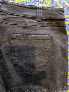 Embellished Black Denim Shorts