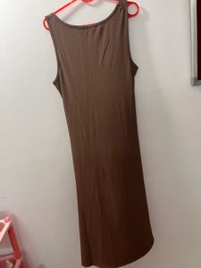 Brown Sleeveless Midi Dress