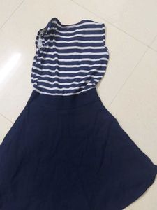 Navy Striped Sailor Dress with Bow