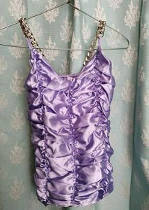 Lilac Ruched Chain Strap Tank