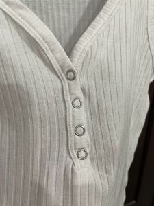 White Ribbed V-Neck Tank Top