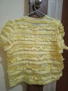 Yellow Ruffled Short Sleeve Top