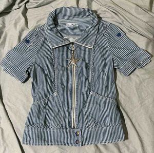 Striped Zipper Front Jacket