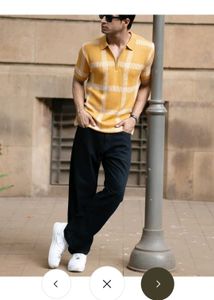 Men's Yellow Checked Polo Shirt