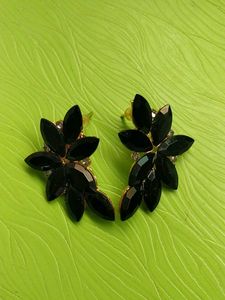 Black Floral Stud Earrings