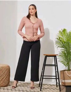 Shein Elegant Pink Ruffle Neck Top