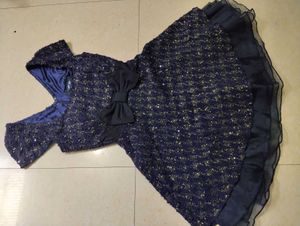 Sparkly Navy Dress with Bow Detail