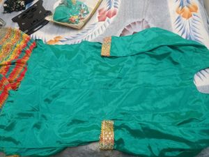 Teal Green Embroidered Sharara Suit