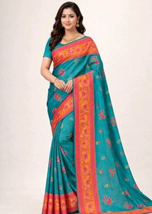 Beautiful Floral Saree with Free Cotton Towel