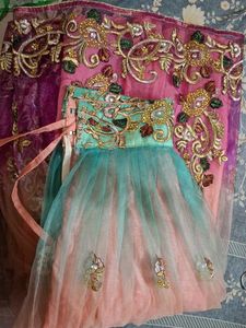 Embroidered Ombre lehnga  with bliuse having margi