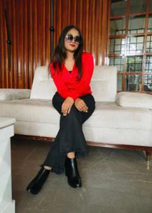 Cozy Red V-Neck Sweater Top