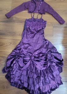 Elegant Purple Dress & Bolero Set