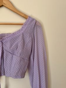 Lilac Polka Dot Crop Top