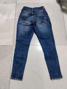 High Waisted Ripped Blue Jeans