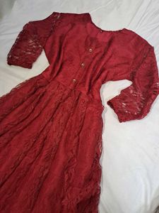 Maroon Lace Dress 🌺
