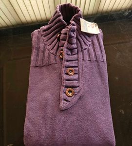 Men's Purple Button-Up Sweater