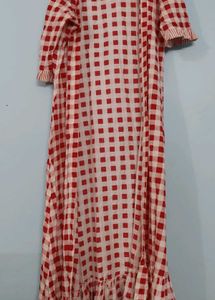 Red Gingham Maxi Dress
