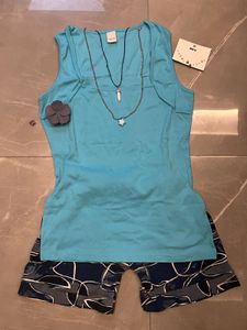 Blue Tank Top & printed shorts set