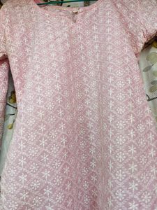 Pink Chikankari Kurta