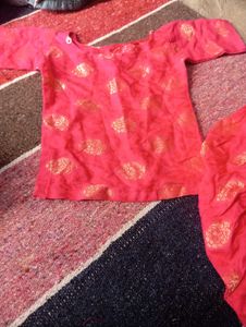 Pink Ethnic Kurta Set with Gold Print