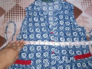 Blue Printed Sleeveless kurta