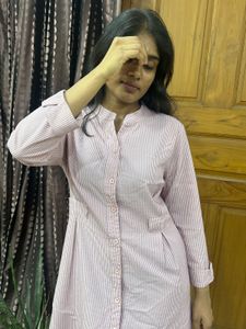Chic Striped Button-Down Midi Dress