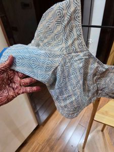 Blue &amp; White Printed Saree