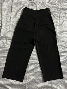 Chic Black Wide-Leg Trousers with Gold Buttons