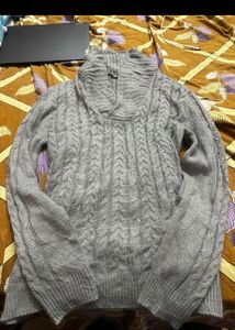 Gray Knit Turtleneck Sweater