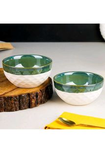 Chic Green &amp; White Bowl Set