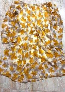 Yellow Floral Tiered Mini Dress