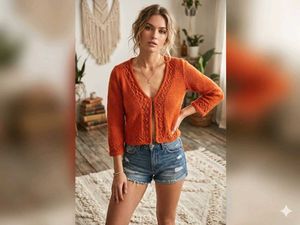 🎁Pinterest Cozy Knitted Orange Cardigan N
