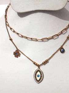 Anti Tarnish Double Layer Necklace,It Gives Trendy Looks With Evil Eyes For Nazar 🧿 rakshak