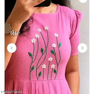Chic Pink Embroidered Midi Dress_XL