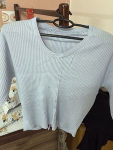 Light Blue Ribbed T-Shirt
