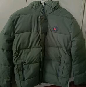 Stylish Puffer Jacket - Olive Green